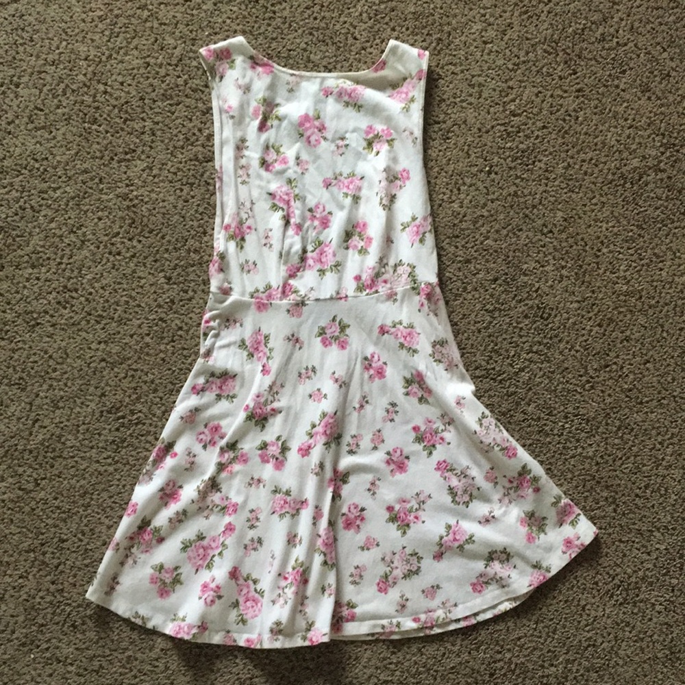 White dress with pink flowers